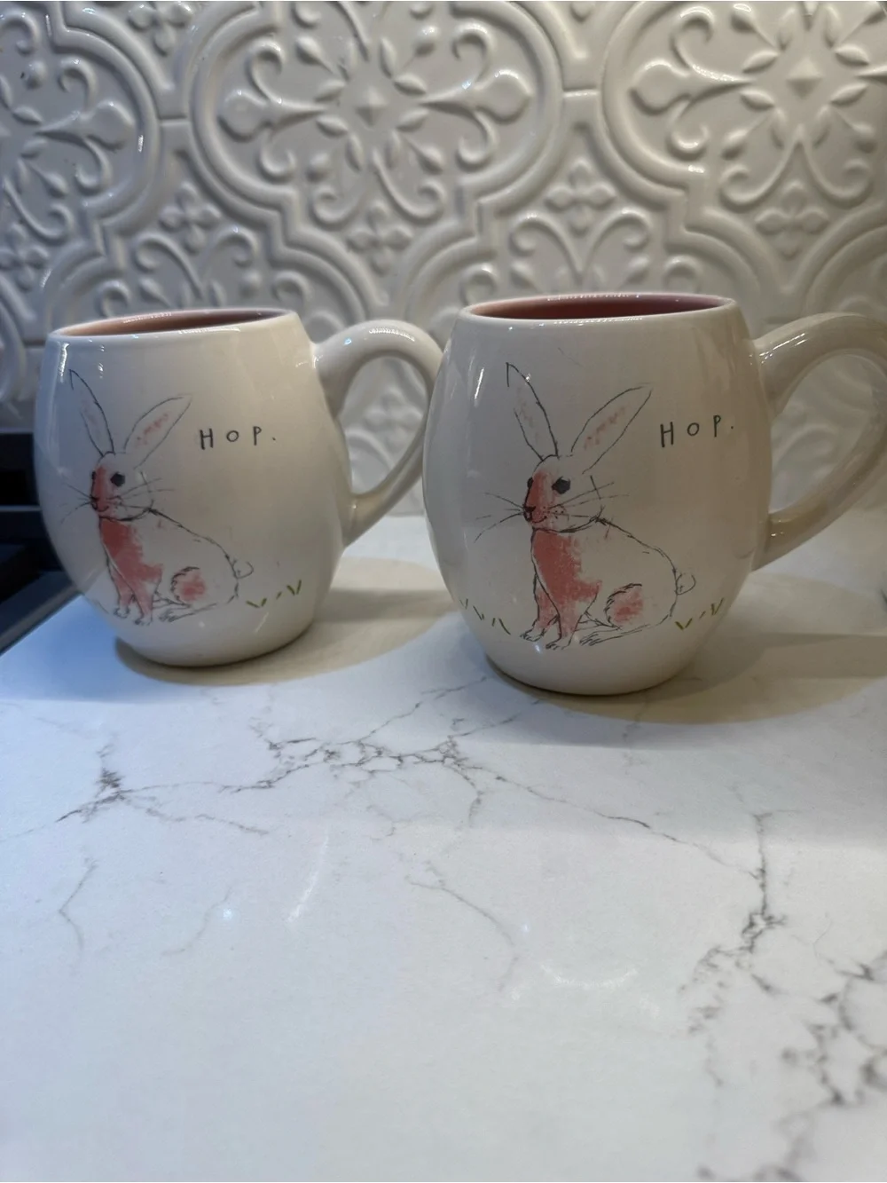 Pair of Rae Dunn Artisan Hop Bunny Rabbit Mugs